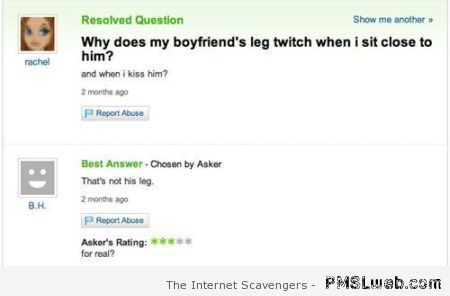Boyfriend leg twitch – Wednesday funnies at PMSLweb.com
