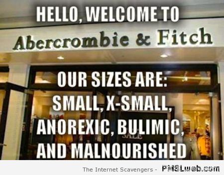 Abercrombie & Fitch sizes meme at PMSLweb.com