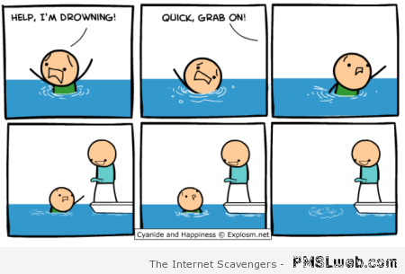 I�m drowning cartoon humor at PMSLweb.com