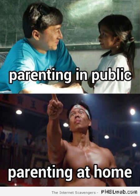 Parenting in public versus parenting at home at PMSLweb.com