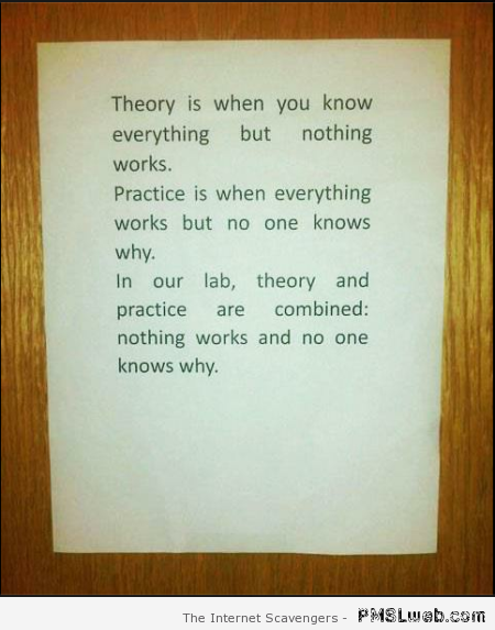 Theory versus practice humor at PMSLweb.com