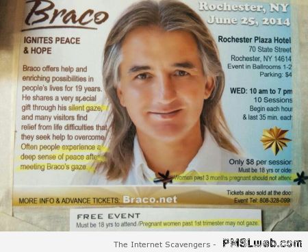 Strange Braco advertising – Monday hilarity at PMSLweb.com