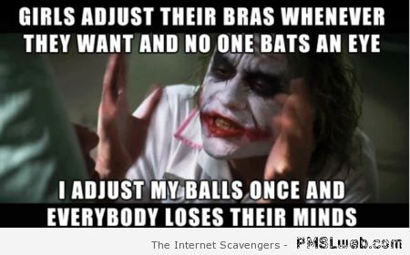 Girls adjust their bras whenever they want meme at PMSLweb.com
