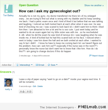 How to ask my gynecologist out at PMSLweb.com