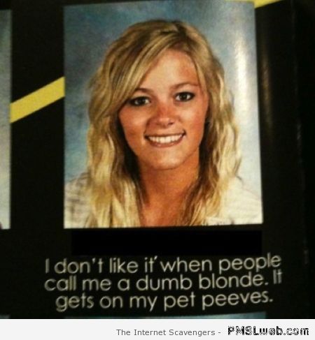 Funny blonde year book at PMSLweb.com