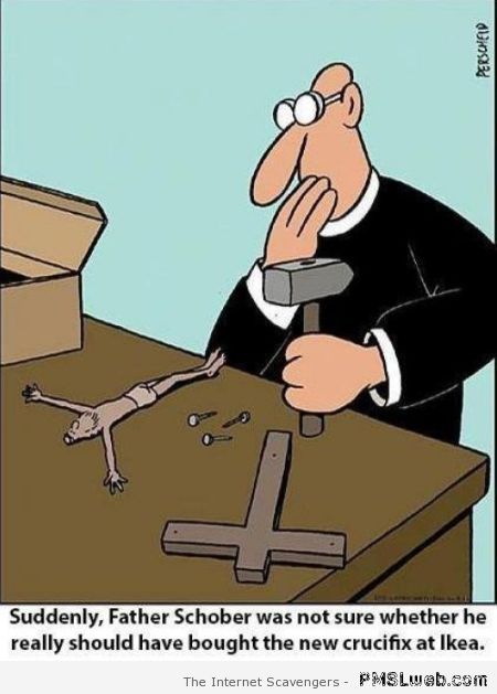 Funny Ikea crucifix cartoon at PMSLweb.com