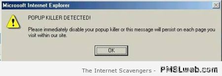 Popup killer detected humor at PMSLweb.com