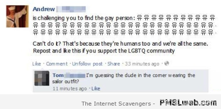 Funny gay Facebook comment at PMSLweb.com