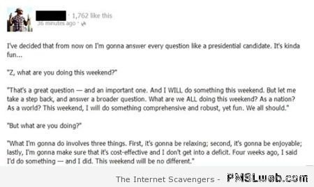Answering questions like a presidential candidate at PMSLweb.com