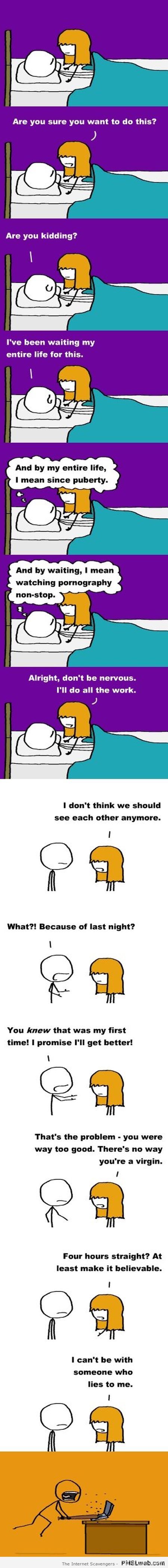 In bed with girlfriend funny comic at PMSLweb.com