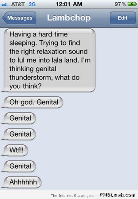 Genital thunderstorm autocorrect funny at PMSLweb.com