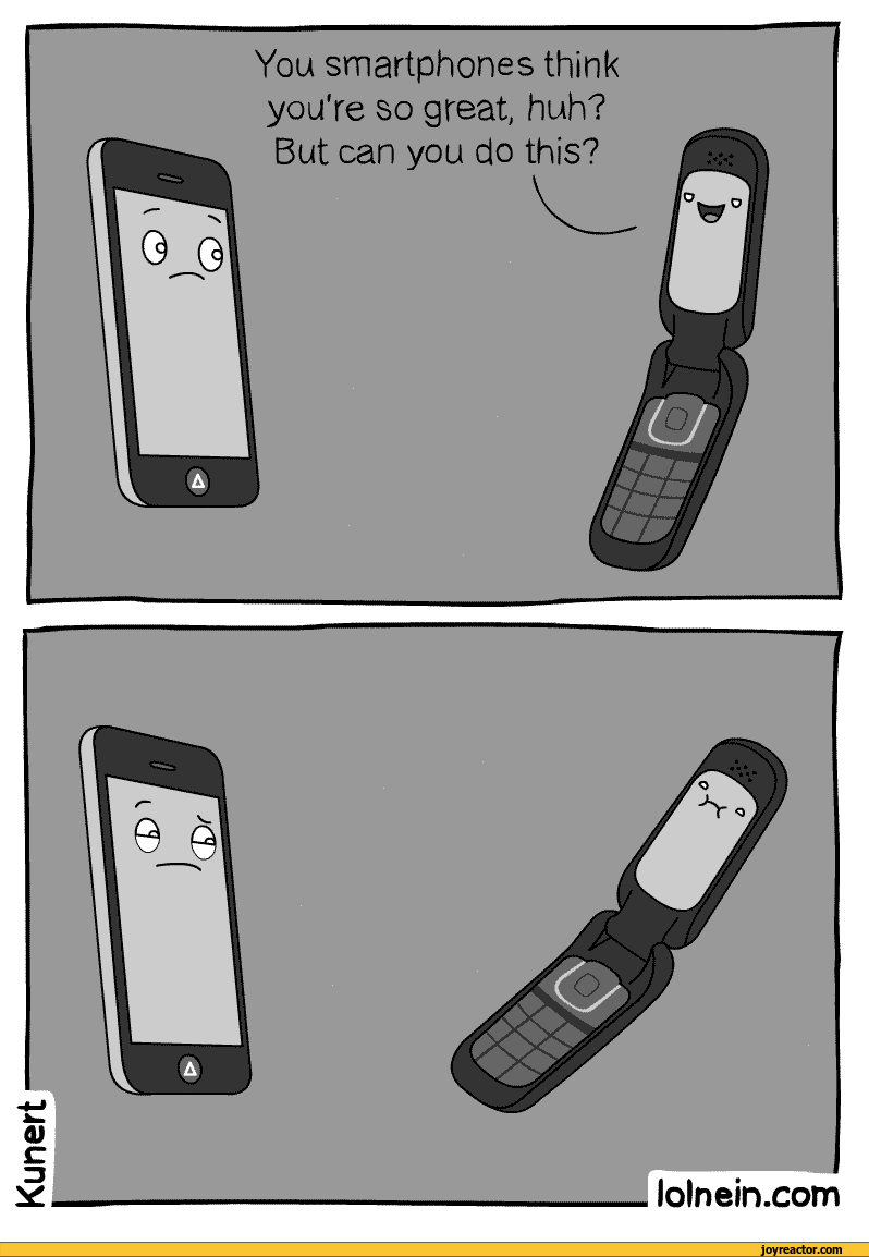 Smartphones versus old mobile phones humor at PMSLweb.com