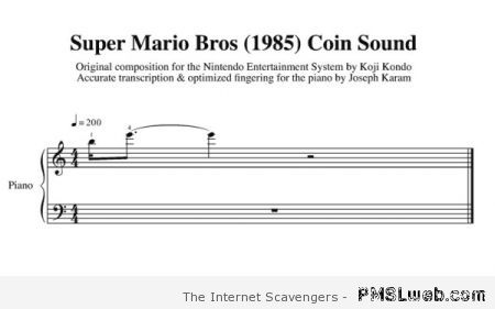 Super Mario bros coin sound musical sheet at PMSLweb.com