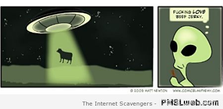 Alien loves beef jerky cartoon at PMSLweb.com