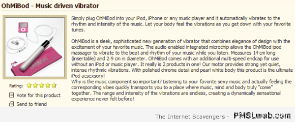 Music driven vibrator at PMSLweb.com