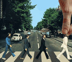 Beatles crossing Abbey road humor at PMSLweb.com