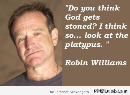 Do you think that God gets stoned Robin Williams at PMSLweb.com