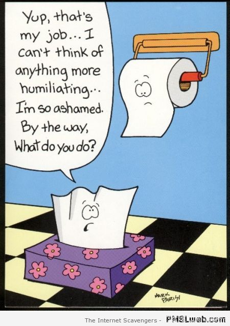 Funny tissues and toilet paper cartoon at PMSLweb.com