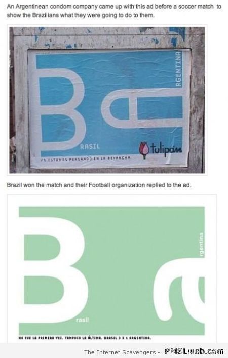 Funny Brazil versus Argentina advertising at PMSLweb.com