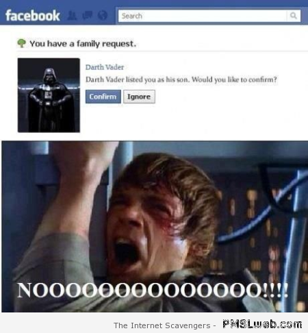 Darth Vader facebook request at PMSLweb.com