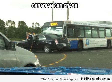 Funny Canadian car crash – TGIF funny images at PMSLweb.com
