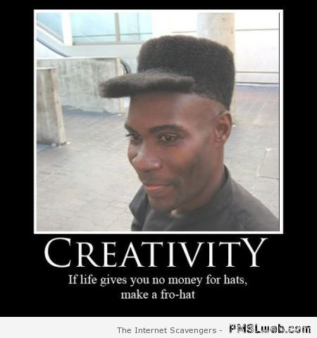 Hat afro haircut humor at PMSLweb.com
