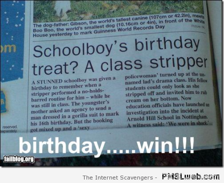 Birthday win at PMSLweb.com