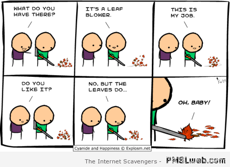 Funny leaf blower cartoon at PMSLweb.com