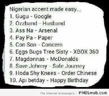 Nigerian accent made easy at PMSLweb.com