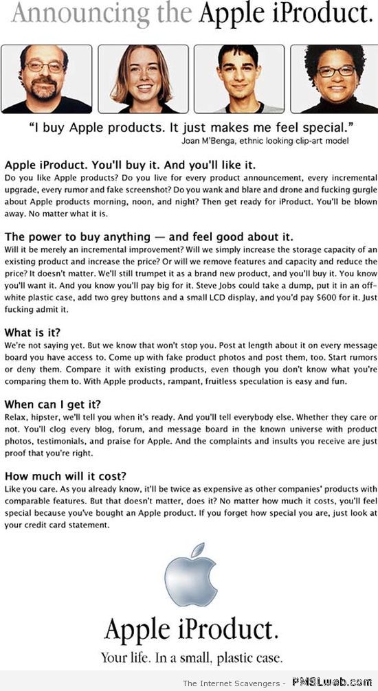 Funny Apple iProduct at PMSLweb.com