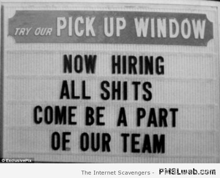 Vintage hiring sign fail at PMSLweb.com