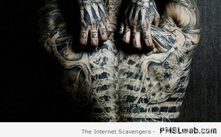 Skeleton back tattoo at PMSLweb.com