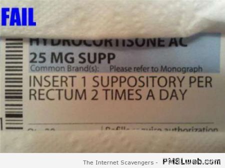 Suppository prescription fail at PMSLweb.com
