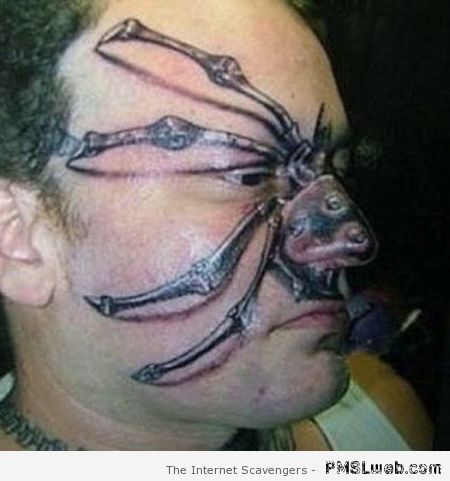 Spider face tattoo fail at PMSLweb.com