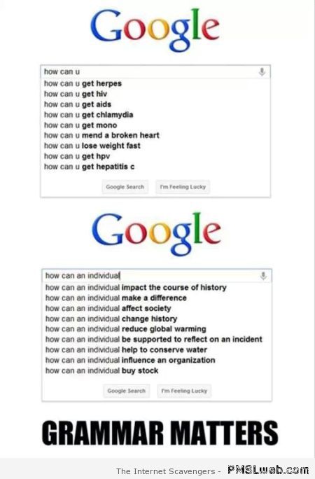Grammar matters on Google humor – Monday madness at PMSLweb.com