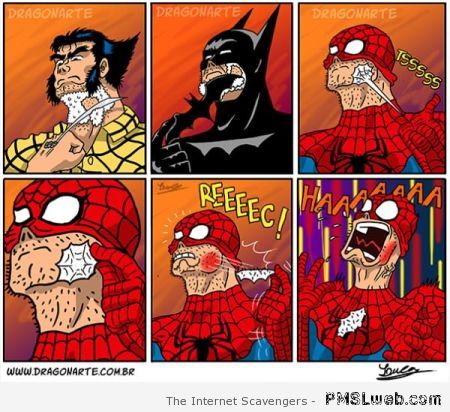 Spiderman shaving funny cartoon at PMSLweb.com