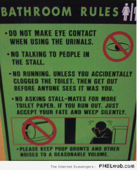 Funny bathroom rules at PMSLweb.com