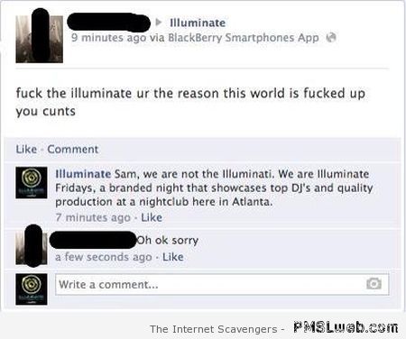 Illuminati Facebook fail at PMSLweb.com
