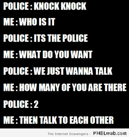 Police at the door joke at PMSLweb.com