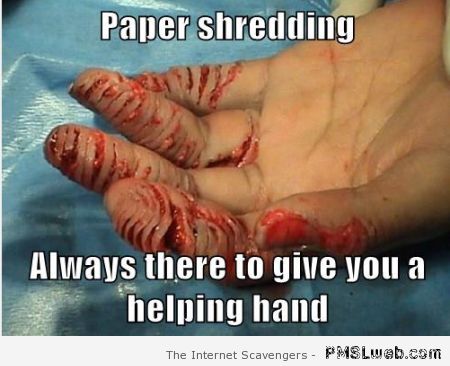 Paper shredder accident at PMSLweb.com