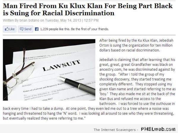 Ku Klux khan man finds out he’s black at PMSLweb.com
