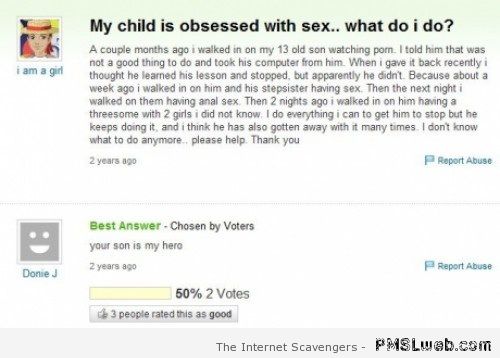 My child is obsessed with sex at PMSLweb.com