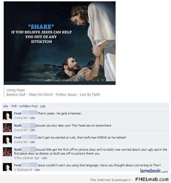 Funny religion on facebook at PMSLweb.com