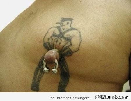 Weird nipple tattoo at PMSLweb.com