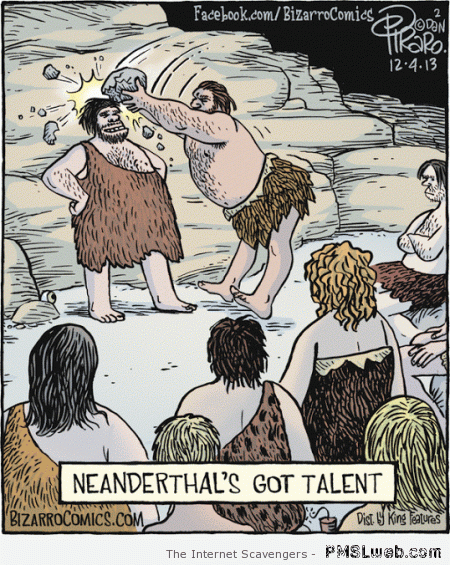Neanderthal has talent funny cartoon at PMSLweb.com