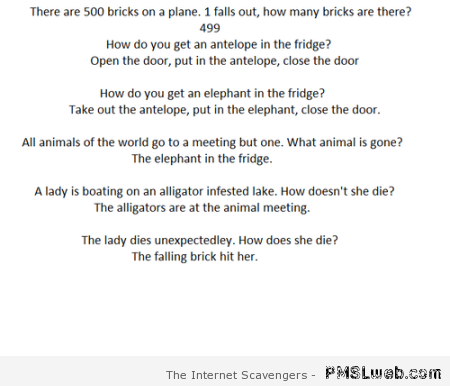 Funny riddle at PMSLweb.com
