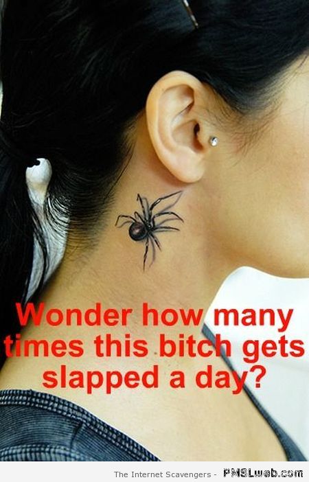 Funny spider tattoo meme at PMSLweb.com