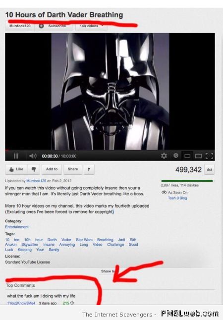 Funny Darth Vader breathing comment at PMSLweb.com