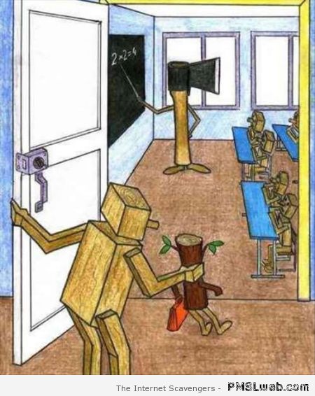 Funny wood school cartoon at PMSLweb.com