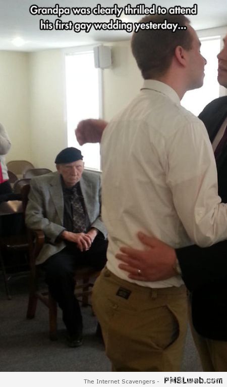 Funny grandpa at gay wedding at PMSLweb.com